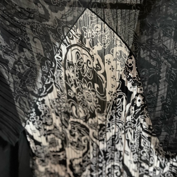 Y2K Pretty Angel Black and Gray Paisley Sheer Blouse Front closure Sz L Women - Picture 5 of 8